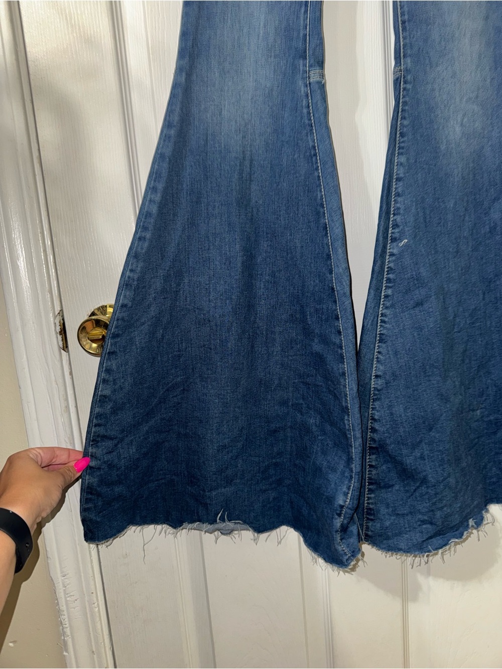 We The Free Dark Blue Flare Jeans with Raw Hem - Picture 3 of 6